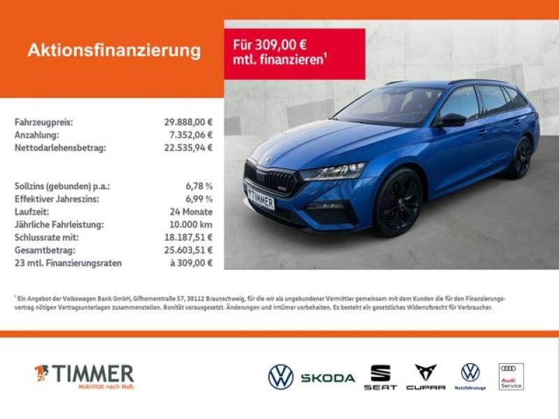 SKODA  Octavia Combi 2.0 TDI DSG RS +AHK +MATRIX +RKAM, Race-Blau Metallic