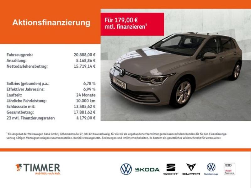VW  Golf VIII 1.5 TSI LIFE +LED +VIRTUAL +NAVI +SHZ, Mondsteingrau