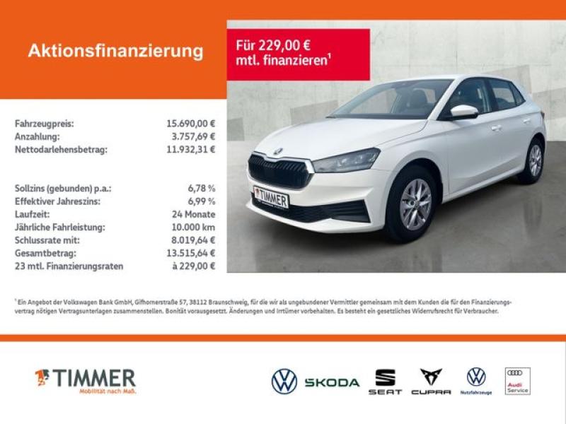 SKODA  Fabia 1.0 +LED +CARPLAY +ALU +DAB +PDC +KLIMA +, Candy Weiß