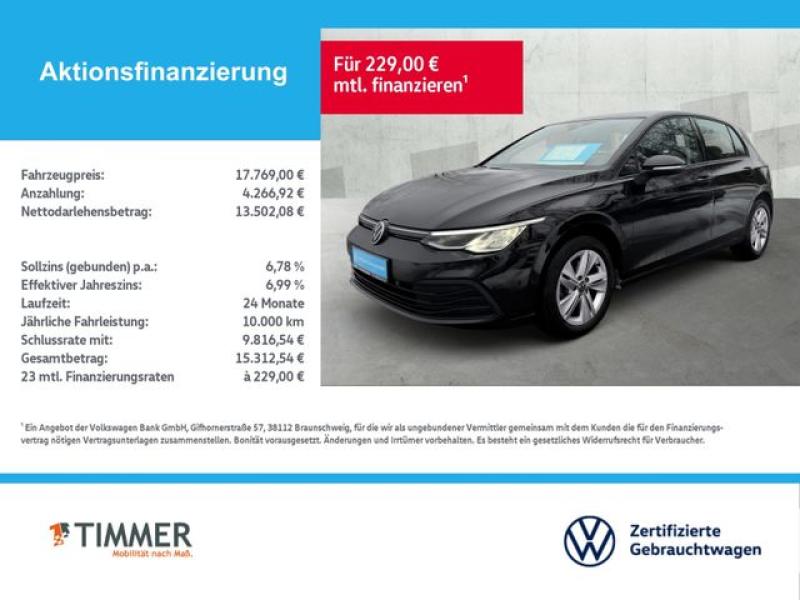 VW  Golf VIII 1.5 TSI LIFE +LED +VIRTUAL +NAVI +SHZ, Deep Black Perleffekt