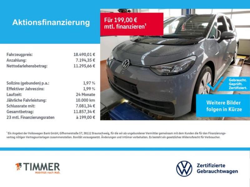 VW  ID.3 PRO 62 kWh LIFE +LED +ACC +CARPLAY +NAVI +S, Mondsteingrau Schwarz