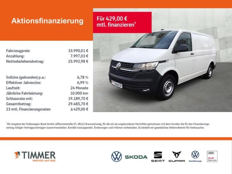 VW  T6.1 Transporter Kasten 2.0 TDI DSG KR +NAVI +PD, Candy Weiß