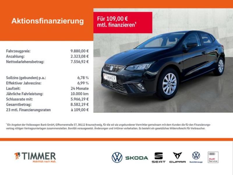 SEAT  Ibiza 1.0 TSI STYLE +LED +CARPLAY +SHZ +ALU +DAB, Midnight Schwarz Metallic