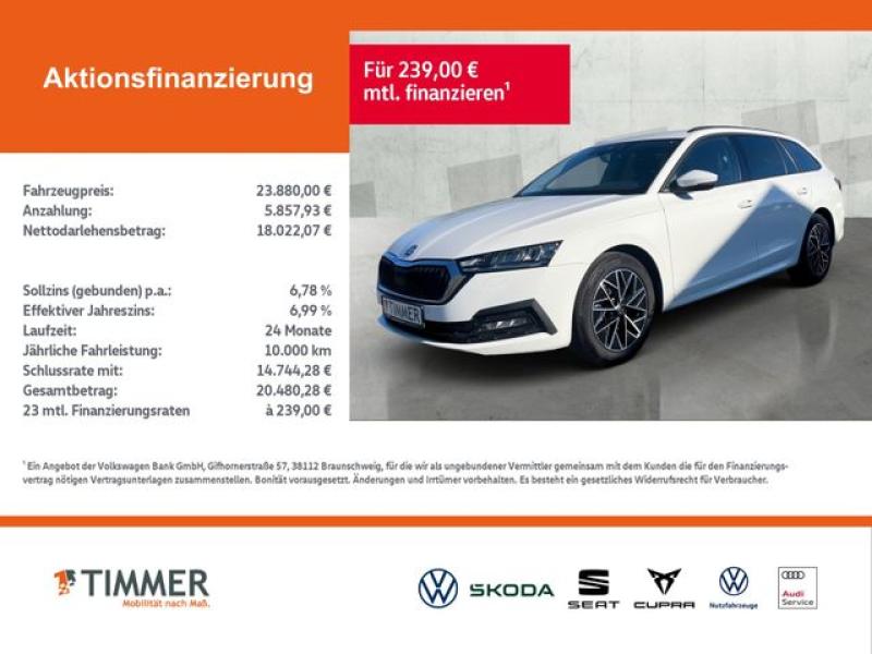 SKODA  Octavia Combi 1.5 eTSI DSG CLEVER +AHK +LED +RKA, Candy Weiß