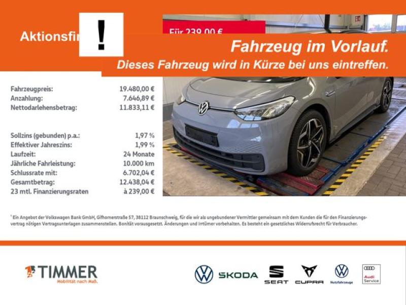 VW  ID.3 PURE PERF. 55 kWh +LED +CARPLAY +NAVI +19", Mondsteingrau