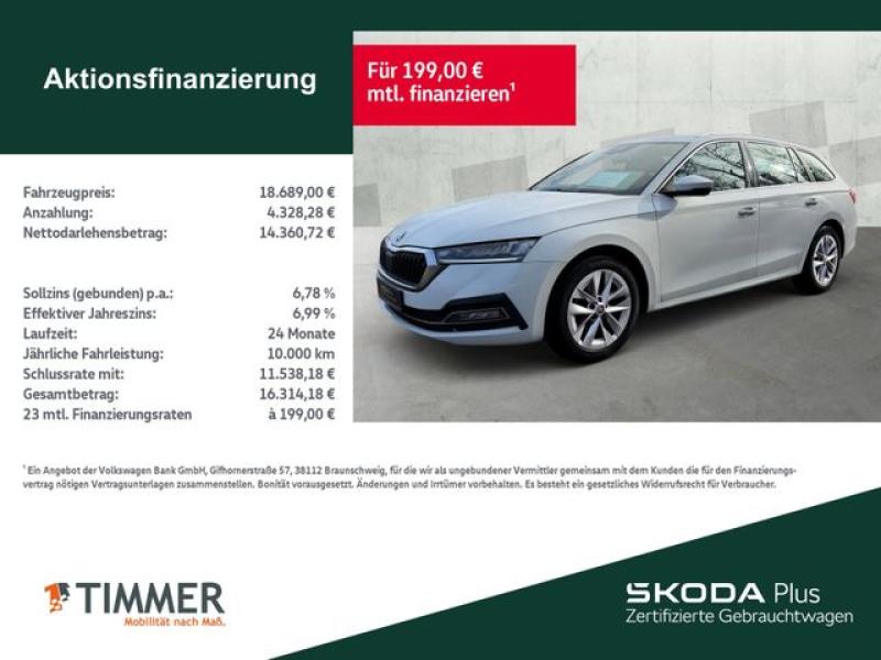 SKODA  Octavia Combi 2.0 TDI STYLE +AHK +LED +NAVI +SHZ, Moon Weiss Metallic