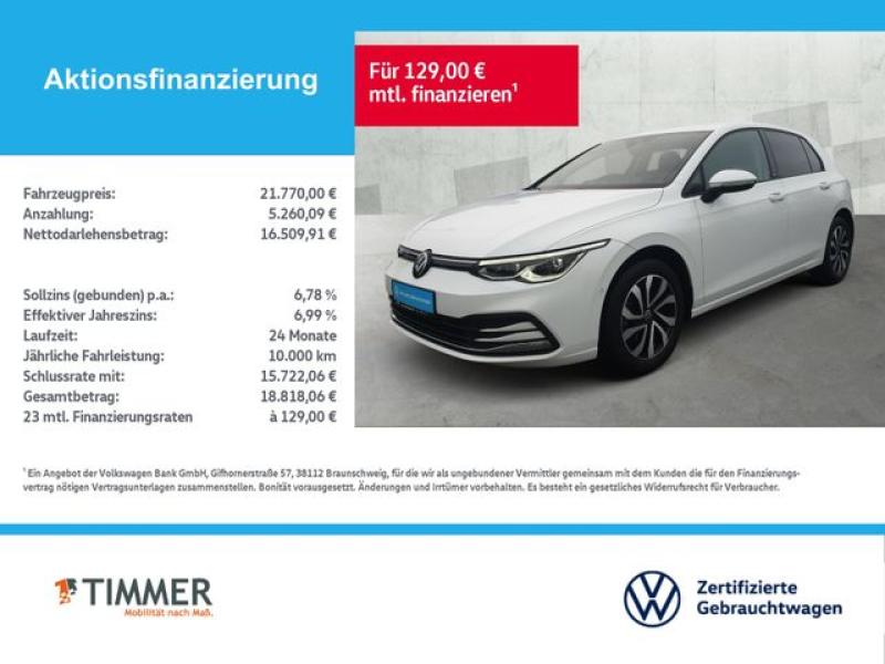 VW  Golf VIII 1.5 TSI ACTIVE +STHZ +IQ.LIGHT +ACC +N, Pure White