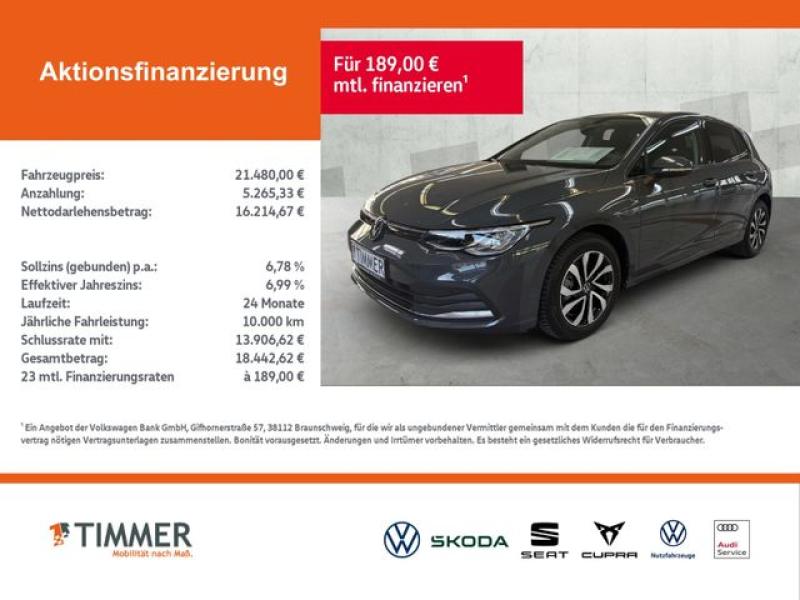 VW  Golf VIII 1.5 TSI ACTIVE +LED +ACC +VIRTUAL +NAV, Delfingrau Metallic