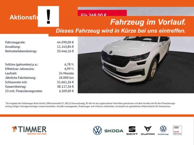 SKODA  Kodiaq 2.0 TDI DSG 4x4 SPORTLINE +AHK +PANO +RKA, Moon-Weiß Perleffekt