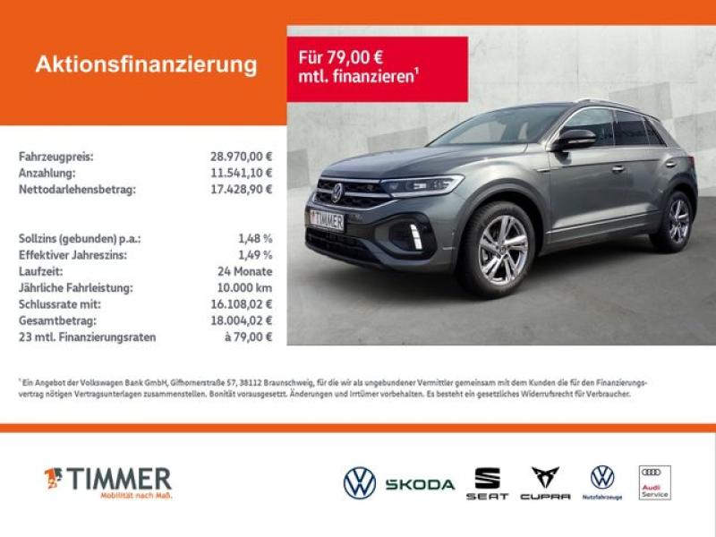 VW  T-Roc 1.5 TSI DSG R-LINE +AHK +LED +ACC +RKAM +V, Indiumgrau Metallic Schwarz