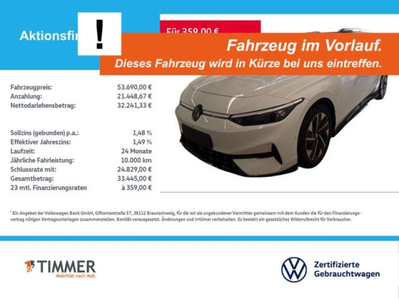 VW  ID.7 Tourer PRO 82 kWh BLACK +WÄPU +AHK +H&K +36, Gletscherweiß Metallic