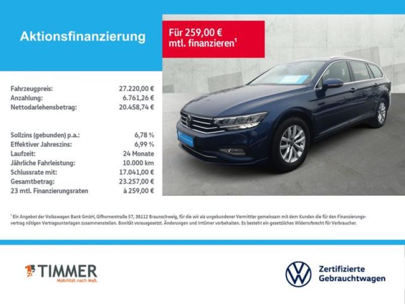 VW  Passat Variant 2.0 TDI DSG BUSINESS +LED +ACC +R, Aquamarinblau Metallic