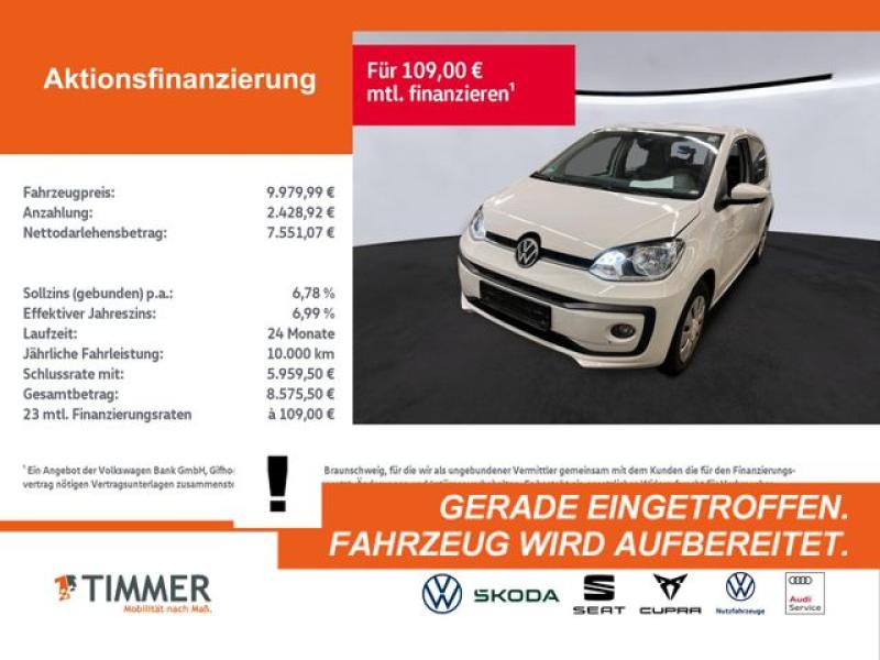 VW  up! 1.0 MOVE! +4TÜR +SHZ +DAB+ +KLIMA +TELE +ALL, Pure White