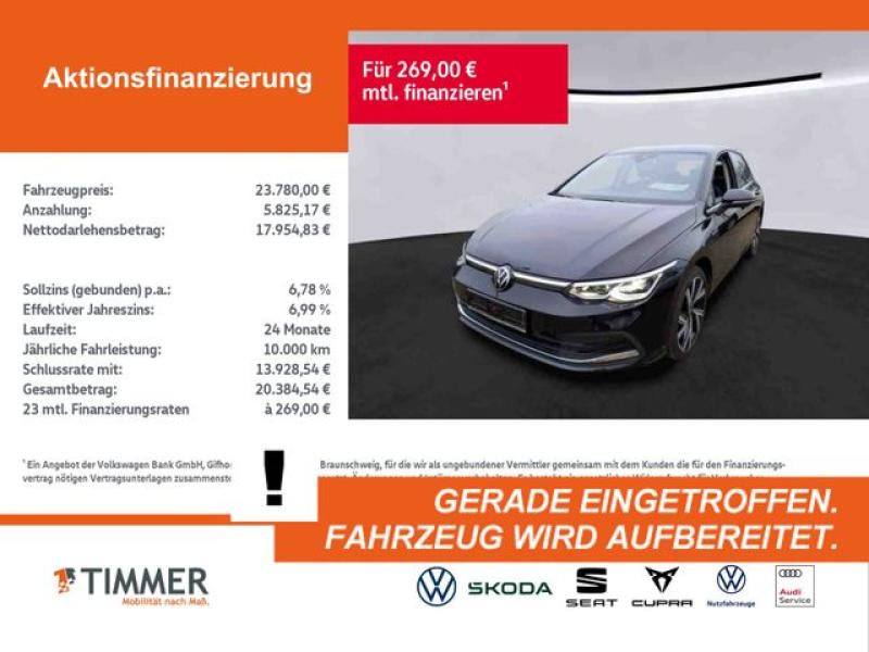VW  Golf VIII 1.0 eTSI DSG STYLE +AHK +LED +ACC +RKA, Deep Black Perleffekt