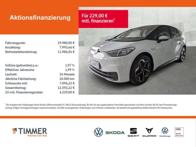 VW  ID.3 PURE PERF. 55 kWh CITY +LED +ACC +CARPLAY +, Gletscherweiß Metallic