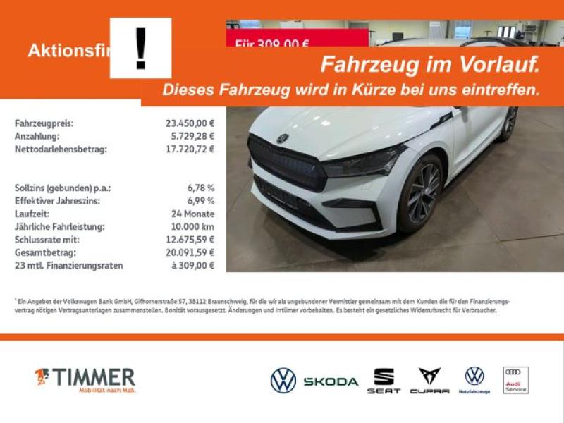 SKODA  Enyaq iV 60 SPORTLINE +WÄPU +MATRIX +NAVI +SHZ +, Moon Weiß Perleffekt