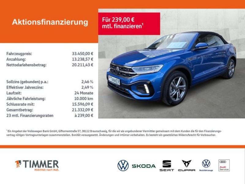 VW  T-Roc Cabriolet 1.5 TSI DSG R-LINE +AHK +LED +AC, Ravennablau Metallic