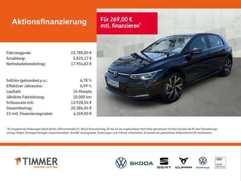 VW  Golf VIII 1.0 eTSI DSG STYLE +AHK +LED +ACC +RKA, Deep Black Perleffekt