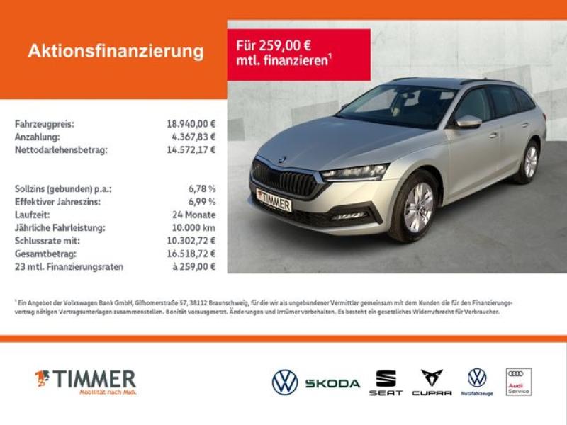 SKODA  Octavia Combi 2.0 TDI +AHK +LED +CARPLAY +SHZ +A, Brilliant Silber Metallic