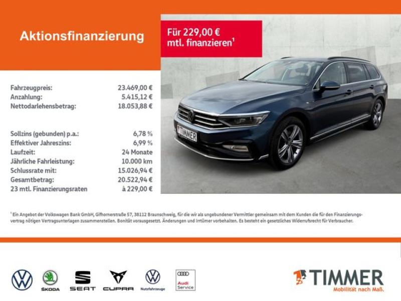 VW  Passat Variant 2.0 TDI DSG R-LINE +IQ.LIGHT +ACC, Aquamarinblau Metallic
