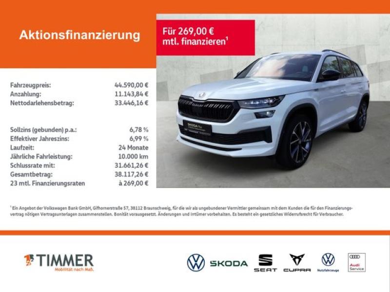 SKODA  Kodiaq 2.0 TDI DSG 4x4 SPORTLINE +AHK +PANO +RKA, Moon-Weiß Perleffekt