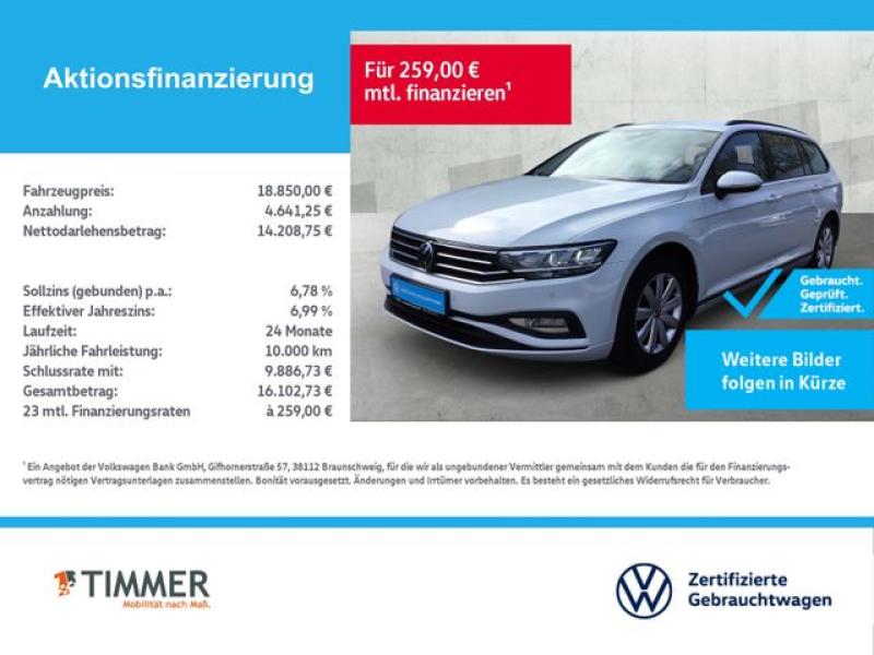 VW  Passat Variant 2.0 TDI +LED +ACC +RKAM +NAVI +SH, Gletscherweiß Metallic