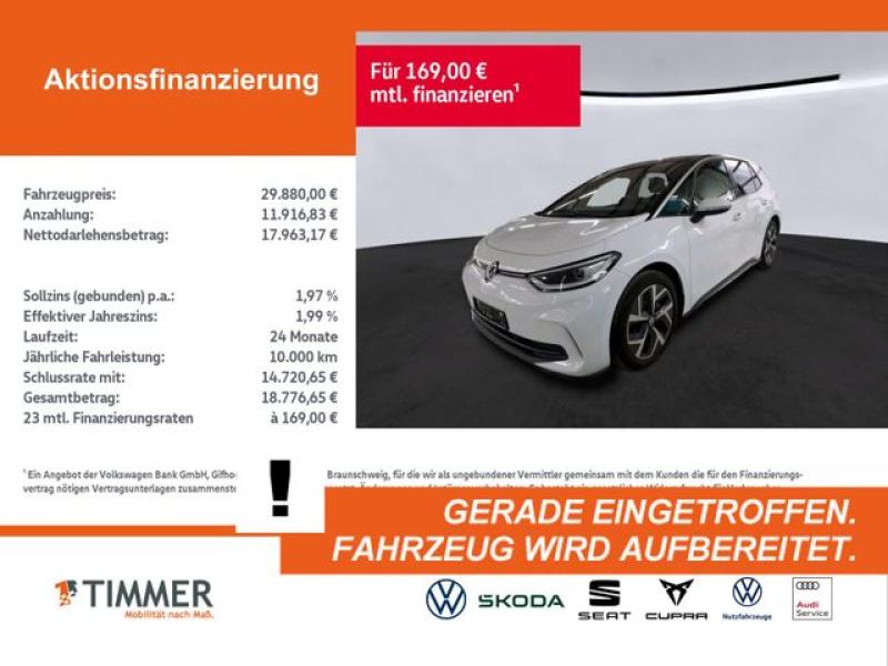 VW  ID.3 PRO 62 kWh +WÄPU +IQ.LIGHT +ACC +CARPLAY +R, Gletscherweiß Metallic