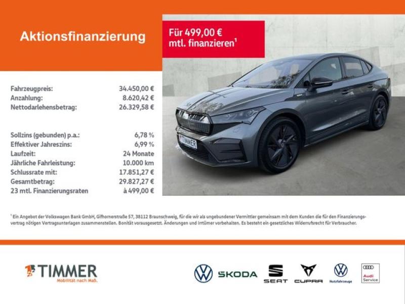 SKODA  Enyaq Coupé iV 80x RS +AHK +CANTON +PANO +RKAM +, Graphite Grau Metallic