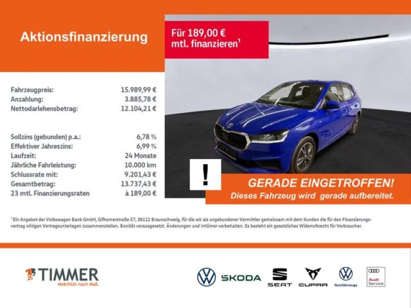 SKODA  Fabia 1.0 TOUR +LED +CARPLAY +ALU +DAB +KLIMA +P, Energy Blau