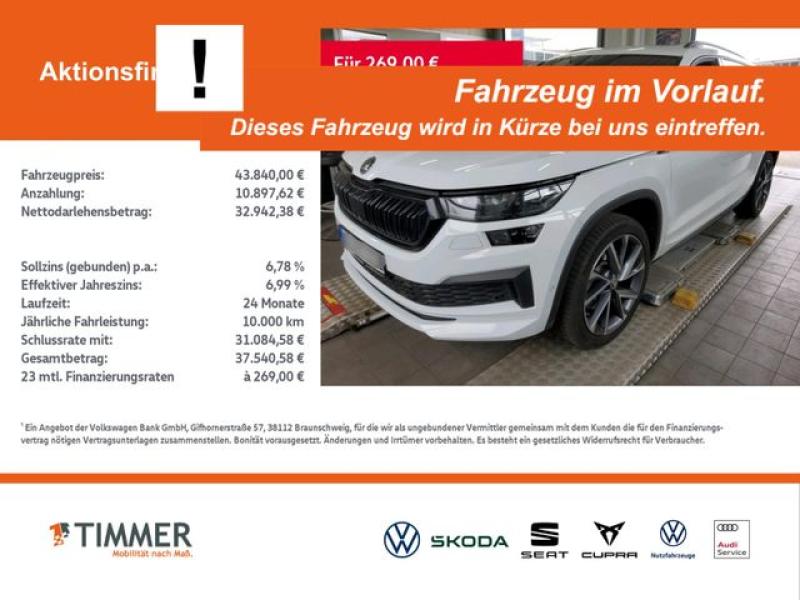 SKODA  Kodiaq 2.0 TDI DSG 4x4 SPORTLINE +AHK +PANO +MAT, Moon Weiß Perleffekt