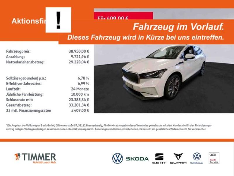 SKODA  Enyaq iV 80x LOFT +WÄPU +AHK +MATRIX +ACC +RKAM, Moon Weiß Perleffekt