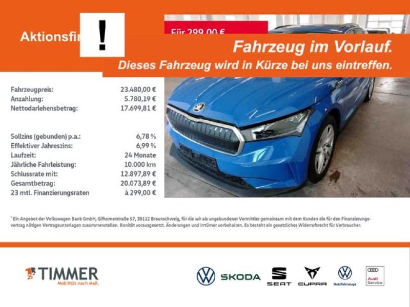 SKODA  Enyaq iV 60 LODGE +WÄPU +AHK +MATRIX +RKAM +NAVI, Energy Blau